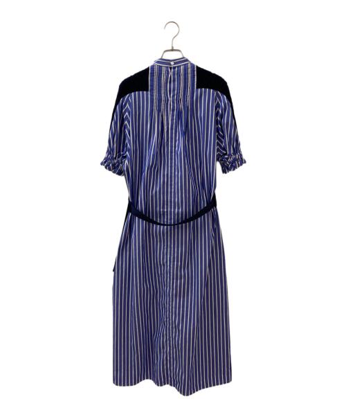 sacai（サカイ）sacai (サカイ) ケーブルニット×コットンドッキングワンピース ネイビー/ストライプ サイズ:2の古着・服飾アイテム