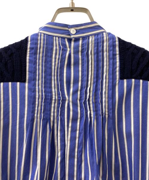 sacai（サカイ）sacai (サカイ) ケーブルニット×コットンドッキングワンピース ネイビー/ストライプ サイズ:2の古着・服飾アイテム