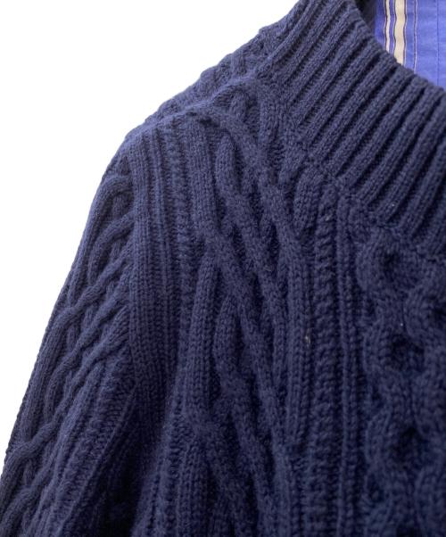 sacai（サカイ）sacai (サカイ) ケーブルニット×コットンドッキングワンピース ネイビー/ストライプ サイズ:2の古着・服飾アイテム