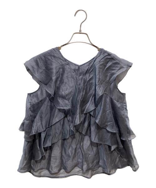 BALLSEY（ボールジィ）BALLSEY (ボールジィ) セルロースポリエステルオーガンジー フリルブラウス グレー サイズ:36の古着・服飾アイテム