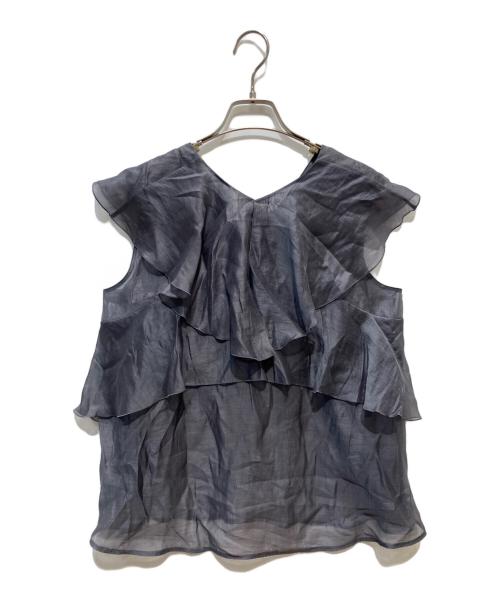 BALLSEY（ボールジィ）BALLSEY (ボールジィ) セルロースポリエステルオーガンジー フリルブラウス グレー サイズ:36の古着・服飾アイテム