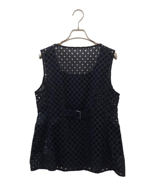 BALLSEY（ボールジィ）BALLSEY (ボールジィ) コモンフラワーエンブロイダリー Uネックジレブラウス ネイビー サイズ:36の古着・服飾アイテム