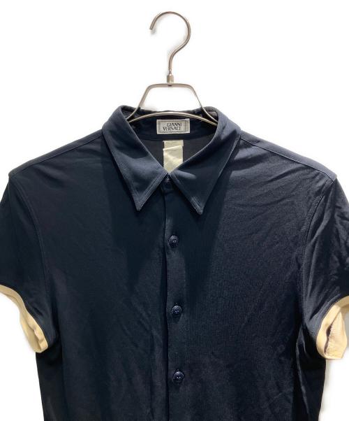 GIANNI VERSACE（ジャンニ・ヴェルサーチ）GIANNI VERSACE (ジャンニ・ヴェルサーチ) ニットシャツ ネイビー サイズ:48の古着・服飾アイテム