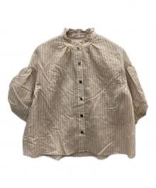 DRESSTERIOR（ドレステリア）の古着「ボリュームスリーブストライプブラウス」｜ベージュ