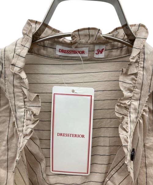 DRESSTERIOR（ドレステリア）DRESSTERIOR (ドレステリア) ボリュームスリーブストライプブラウス ベージュ サイズ:34 未使用品の古着・服飾アイテム