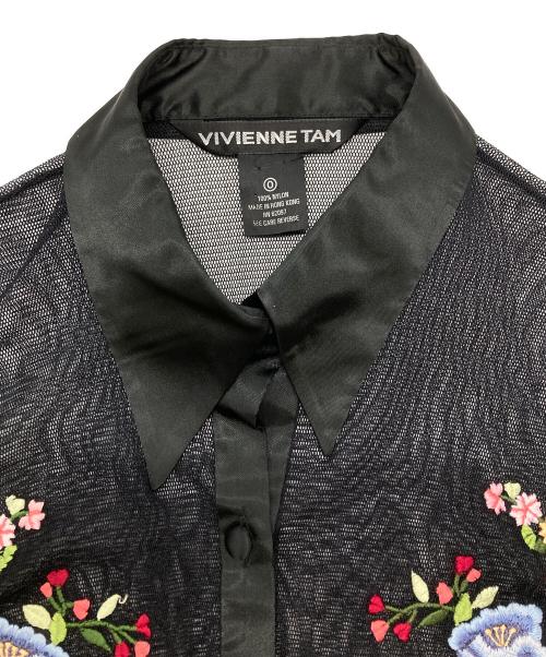 VIVIENNE TAM（ヴィヴィアンタム）VIVIENNE TAM (ヴィヴィアンタム) パワーネット刺繍シャツ ブラックの古着・服飾アイテム