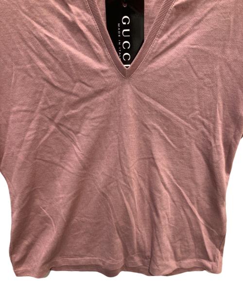 GUCCI（グッチ）GUCCI (グッチ) VネックTシャツ ピンク サイズ:XS 未使用品の古着・服飾アイテム