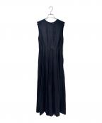 MUSE de Deuxieme Classeミューズ ドゥーズィエム クラス）の古着「LINEN LONG ギャザーワンピース/マキシノースリーブワンピース」｜ブラック