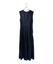 MUSE de Deuxieme Classe（ミューズ ドゥーズィエム クラス）の古着「LINEN LONG ギャザーワンピース/マキシノースリーブワンピース」｜ブラック