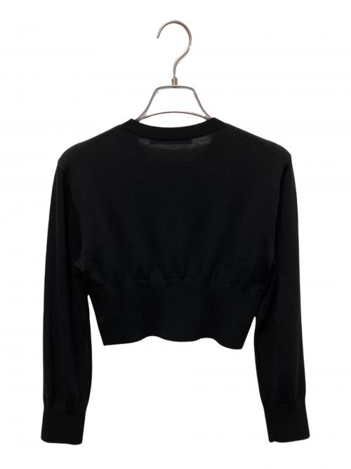 ALEXANDER WANG（アレキサンダー・ワン）ALEXANDER WANG (アレキサンダー・ワン) WANG ロゴ クルーネック ウール シュランケン カーディガン ブラック サイズ:Ｓの古着・服飾アイテム
