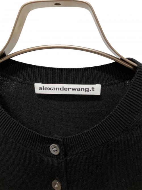 ALEXANDER WANG（アレキサンダー・ワン）ALEXANDER WANG (アレキサンダー・ワン) WANG ロゴ クルーネック ウール シュランケン カーディガン ブラック サイズ:Ｓの古着・服飾アイテム