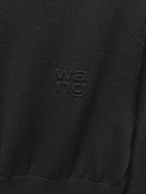 ALEXANDER WANG（アレキサンダー・ワン）ALEXANDER WANG (アレキサンダー・ワン) WANG ロゴ クルーネック ウール シュランケン カーディガン ブラック サイズ:Ｓの古着・服飾アイテム