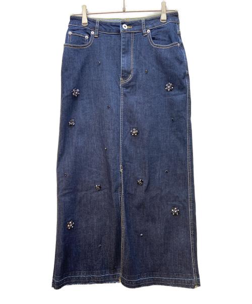 CADUNE（カデュネ）CADUNE (カデュネ) ビジュー付きタイトスカート インディゴ サイズ:38の古着・服飾アイテム