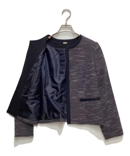any Sis（エニィスィス）any Sis (エニィスィス) リップルボーダーストレッチ ジャケット ネイビー サイズ:Lの古着・服飾アイテム