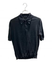 JOHN SMEDLEY（ジョンスメドレー）の古着「シーアイランドコットンニットポロシャツ」｜ブラック