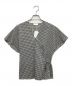 BALLSEYボールジィ）の古着「ローンギンガムチェック カシュクールライクブラウス」｜ブラック