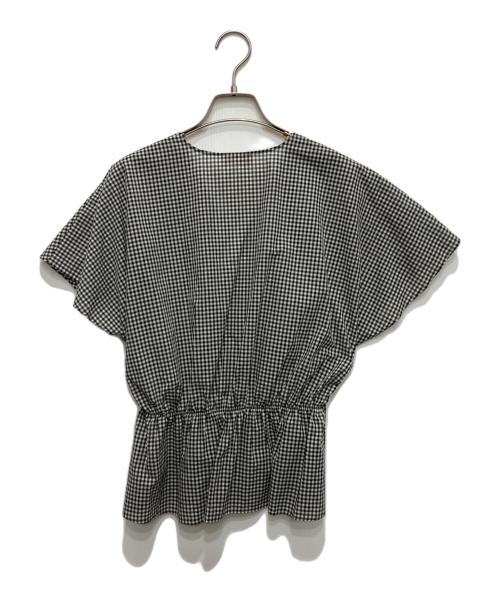 BALLSEY（ボールジィ）BALLSEY (ボールジィ) ローンギンガムチェック カシュクールライクブラウス ブラック サイズ:36 未使用品の古着・服飾アイテム