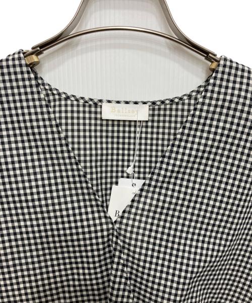 BALLSEY（ボールジィ）BALLSEY (ボールジィ) ローンギンガムチェック カシュクールライクブラウス ブラック サイズ:36 未使用品の古着・服飾アイテム