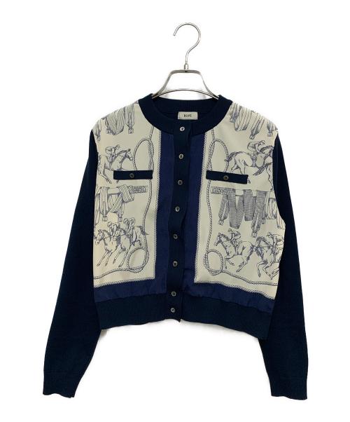 ROPE（ロペ）ROPE (ロペ) ヴィンテージスカーフプリントカーディガン ネイビー サイズ:38の古着・服飾アイテム