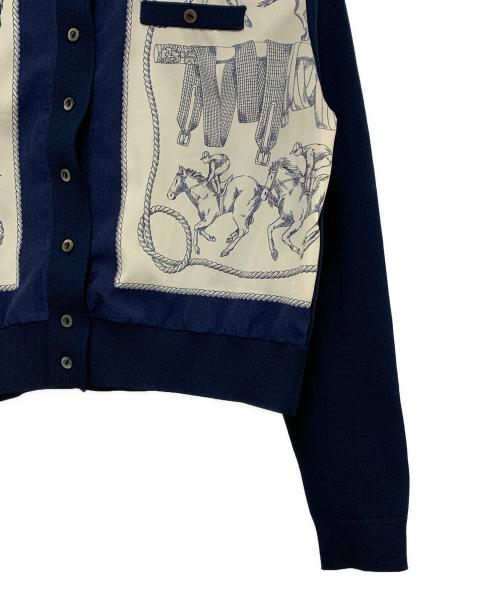 ROPE（ロペ）ROPE (ロペ) ヴィンテージスカーフプリントカーディガン ネイビー サイズ:38の古着・服飾アイテム