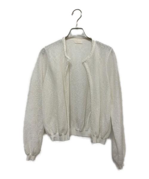 BALLSEY（ボールジィ）BALLSEY (ボールジィ) ダブルフェイスノット クルーネックカーディガン ホワイト サイズ:Sの古着・服飾アイテム
