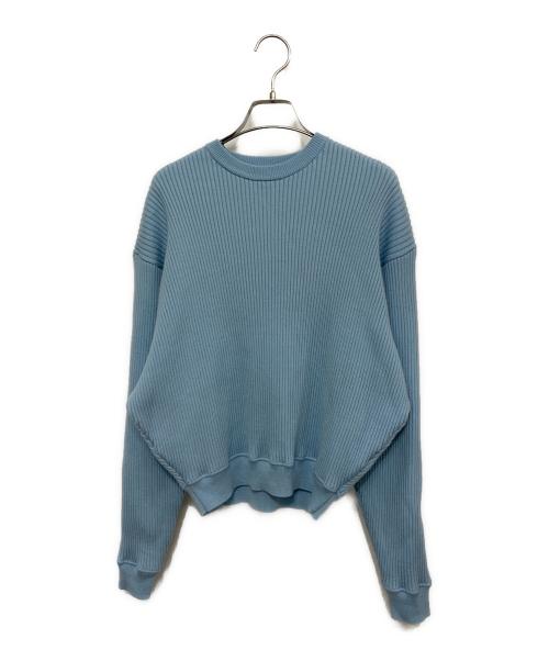 BALLSEY（ボールジィ）BALLSEY (ボールジィ) ウールポリエステルストレッチリブ クルーネックプルオーバー スカイブルー サイズ:Sの古着・服飾アイテム