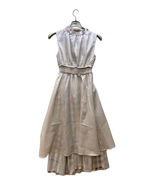 An MILLE（アンミール）An MILLE (アンミール) ビックチェックリボンワンピース ベージュ サイズ:表記無しの古着・服飾アイテム