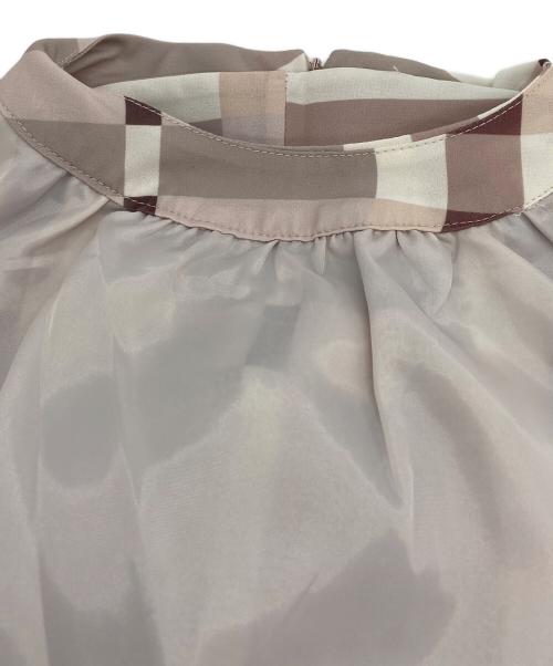 An MILLE（アンミール）An MILLE (アンミール) ビックチェックリボンワンピース ベージュ サイズ:表記無しの古着・服飾アイテム
