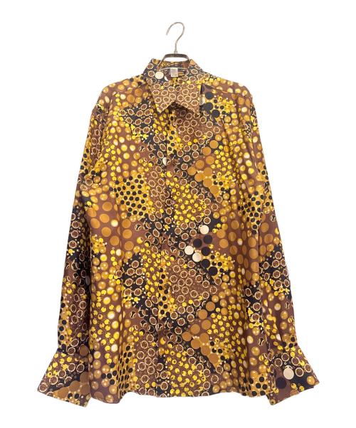 VERSACE（ヴェルサーチェ）VERSACE (ヴェルサーチェ) ドロップ パターン 総柄シルクシャツ ブラウン×ブラック サイズ:50の古着・服飾アイテム