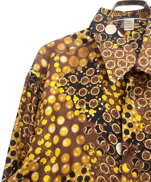 VERSACE（ヴェルサーチェ）VERSACE (ヴェルサーチェ) ドロップ パターン 総柄シルクシャツ ブラウン×ブラック サイズ:50の古着・服飾アイテム