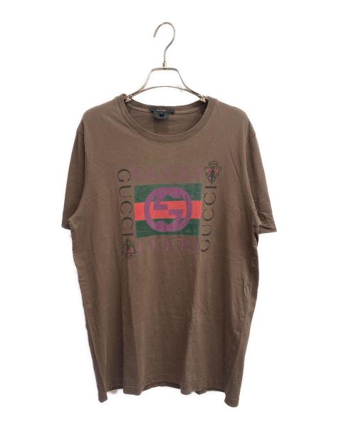 GUCCI（グッチ）GUCCI (グッチ) インターロッキングGロゴTシャツ ブラウン サイズ:Lの古着・服飾アイテム