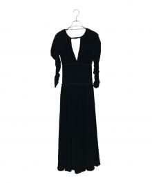FETICO（フェティコ）の古着「VELVET TULLE SHIRRING DRESS」｜ブラック
