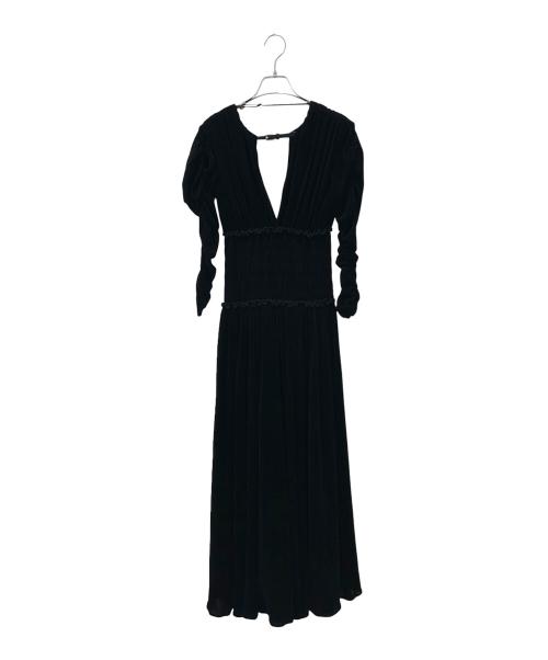 FETICO（フェティコ）FETICO (フェティコ) VELVET TULLE SHIRRING DRESS ブラック サイズ:36の古着・服飾アイテム
