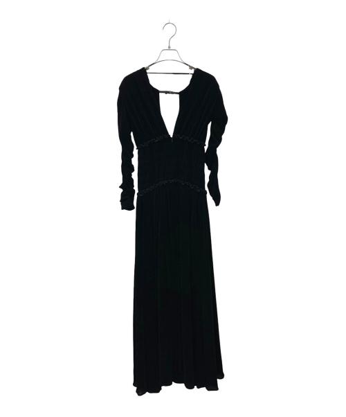 FETICO（フェティコ）FETICO (フェティコ) VELVET TULLE SHIRRING DRESS ブラック サイズ:36の古着・服飾アイテム