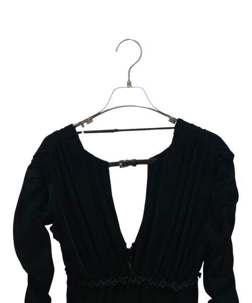 FETICO（フェティコ）FETICO (フェティコ) VELVET TULLE SHIRRING DRESS ブラック サイズ:36の古着・服飾アイテム