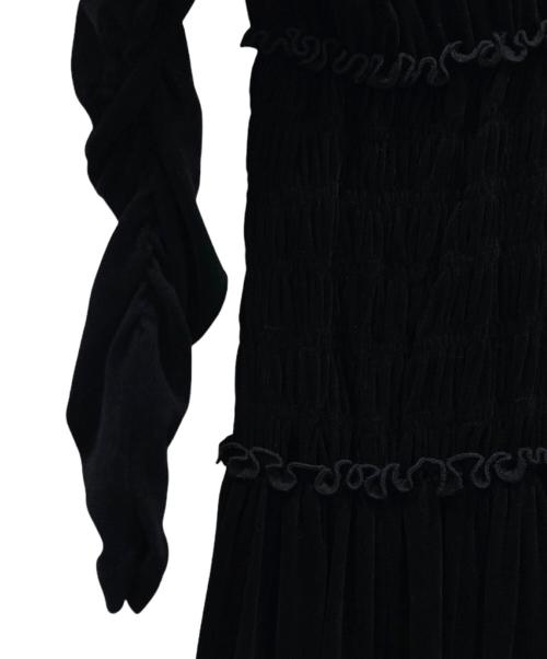 FETICO（フェティコ）FETICO (フェティコ) VELVET TULLE SHIRRING DRESS ブラック サイズ:36の古着・服飾アイテム