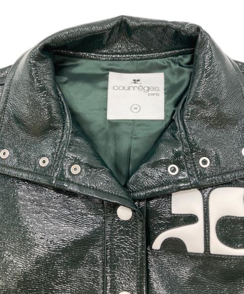 courreges（クレージュ）courreges (クレージュ) リエディションビニールジャケット/REEDITION VINYL JACKET ダークグリーン サイズ:36の古着・服飾アイテム