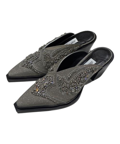 JIMMY CHOO（ジミーチュウ）JIMMY CHOO (ジミーチュウ) グリッターミュール シルバー サイズ:37の古着・服飾アイテム
