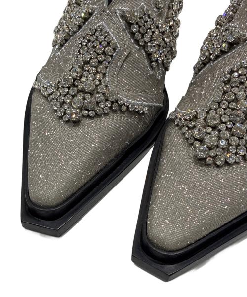 JIMMY CHOO（ジミーチュウ）JIMMY CHOO (ジミーチュウ) グリッターミュール シルバー サイズ:37の古着・服飾アイテム