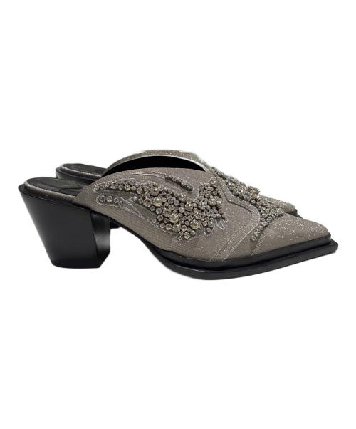 JIMMY CHOO（ジミーチュウ）JIMMY CHOO (ジミーチュウ) グリッターミュール シルバー サイズ:37の古着・服飾アイテム