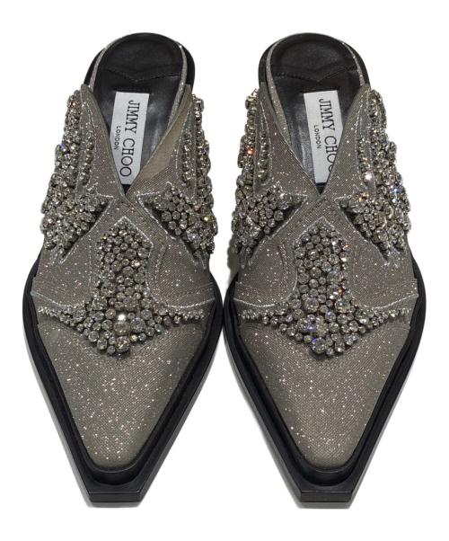 JIMMY CHOO（ジミーチュウ）JIMMY CHOO (ジミーチュウ) グリッターミュール シルバー サイズ:37の古着・服飾アイテム