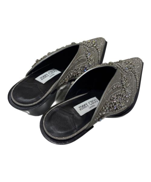 JIMMY CHOO（ジミーチュウ）JIMMY CHOO (ジミーチュウ) グリッターミュール シルバー サイズ:37の古着・服飾アイテム