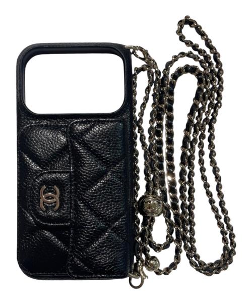 CHANEL（シャネル）CHANEL (シャネル) チェーンショルダー付iPhone17Proケース ブラック サイズ:iPhone17Proの古着・服飾アイテム