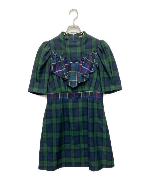 PAMEO POSE（パメオポーズ）PAMEO POSE (パメオポーズ) Plaid Ruffle Mini Dress/.プレイドラッフルミニドレス グリーン サイズ:Mの古着・服飾アイテム