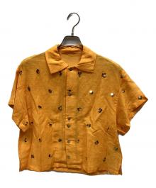 YOU LOOK GOOD×JOURNAL STANDARD（ユールックグッド×ジャーナルスタンダード）の古着「シアーリネンスパンコールシャツ」｜オレンジ