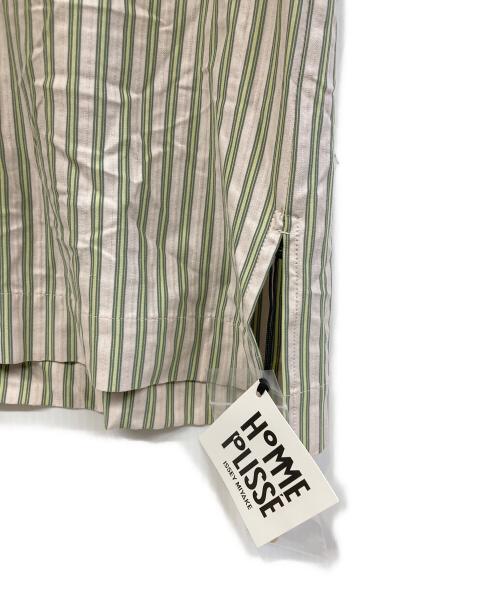 HOMME PLISSE ISSEY MIYAKE（オム プリッセ イッセイ ミヤケ）HOMME PLISSE ISSEY MIYAKE (オム プリッセ イッセイ ミヤケ) STRIPE JERSEY グリーン サイズ:2の古着・服飾アイテム
