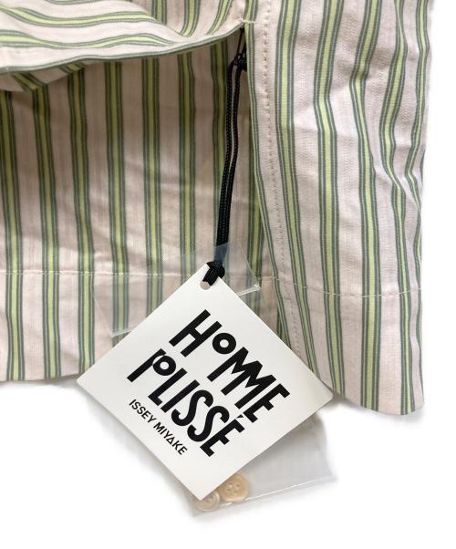 HOMME PLISSE ISSEY MIYAKE（オム プリッセ イッセイ ミヤケ）HOMME PLISSE ISSEY MIYAKE (オム プリッセ イッセイ ミヤケ) STRIPE JERSEY グリーン サイズ:2の古着・服飾アイテム