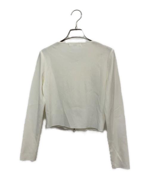 Rene（ルネ）Rene (ルネ) パールジップカーディガン ホワイト サイズ:34の古着・服飾アイテム