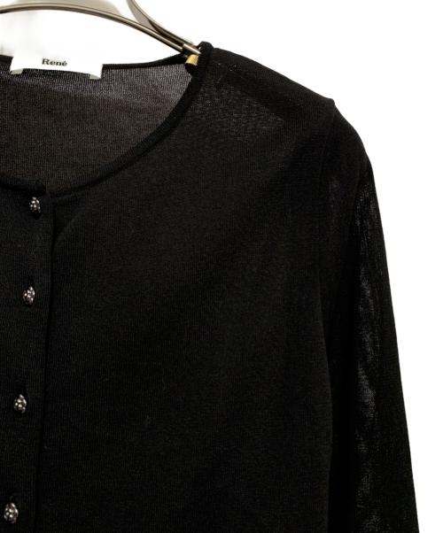 Rene（ルネ）Rene (ルネ) カメリアボタンカーディガン ブラック サイズ:34の古着・服飾アイテム