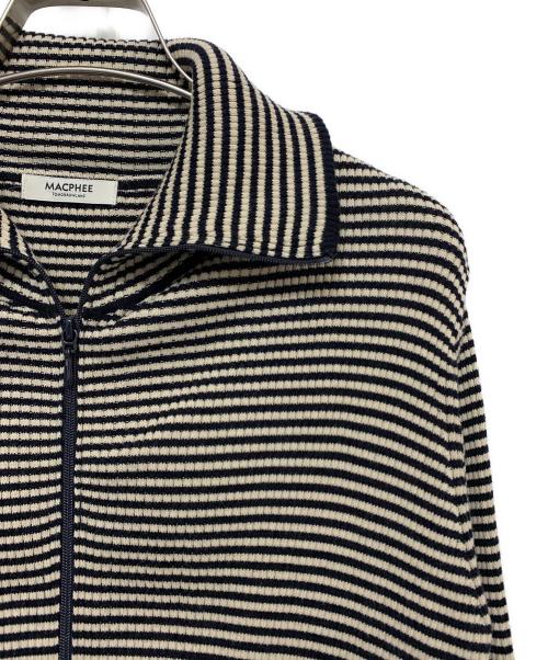 MACPHEE（マカフィー）MACPHEE (マカフィー) コットンリブ ジップアップカーディガン ネイビー×ホワイト サイズ:Sの古着・服飾アイテム